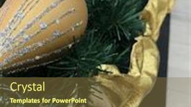  Presentation with gold leaves - Audience pleasing presentation theme consisting of gold-ribbons-and-shiny-metallic backdrop and a tawny brown colored foreground