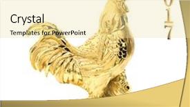  Presentation with gold - Beautiful theme featuring japanese characters - gold rooster 2017 is year backdrop and a blonde colored foreground