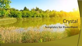 Presentation with bright - Beautiful slide set featuring gold rush - bright sunset over picturesque summer backdrop and a gold colored foreground