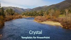  Presentation with water river - Colorful PPT theme enhanced with winking african american businessman holding a money bag cartoon character on background backdrop and a light gray colored foreground.