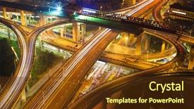  Presentation with night city - Amazing presentation theme having gold rush - highway in city at night backdrop and a tawny brown colored foreground