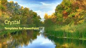  Presentation with scene - Amazing slides having gold rush - nice autumn scene on river backdrop and a tawny brown colored foreground