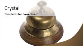  Presentation with hotel royalty - Slide set consisting of gold rush - old brass hotel bell isolated background and a white colored foreground