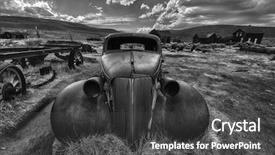  Presentation with nevada - Slide deck featuring gold rush - wreck of a ancient rusty background and a dark gray colored foreground