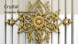  Presentation with iron - Slide set enhanced with gold scroll - ornamental work of iron background and a coral colored foreground