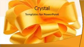 Presentation with yellow color - Cool new PPT layouts with gold scroll - shiny satin round ribbon bow backdrop and a gold colored foreground