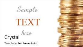  Presentation with white gold - Slide deck featuring gold silver - coins on white background background and a white colored foreground