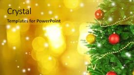  Presentation with christmas tree - Audience pleasing presentation theme consisting of gold silver - decorated christmas tree on festive backdrop and a gold colored foreground