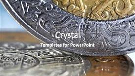  Presentation with mexican - PPT layouts having gold silver - macro of mexican coins background and a gray colored foreground