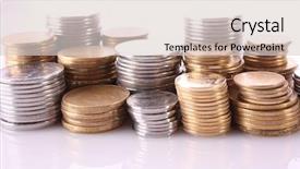  Presentation with gold silver - Cool new presentation with gold silver - many coins in column isolated backdrop and a lemonade colored foreground