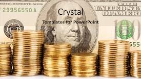  Presentation with white gold - PPT theme with gold silver - many coins in column isolated background and a soft green colored foreground