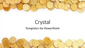  Presentation with white gold - Presentation design having gold silver - many coins isolated on white background and a white colored foreground