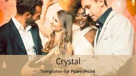  Presentation with champagne gold - Presentation theme with gold silver - party people in a club background and a coral colored foreground