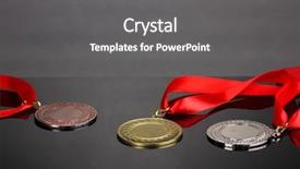  Presentation with gold silver - Slide deck featuring gold silver - three medals on grey background background and a gray colored foreground