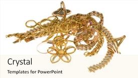  Presentation with various town newspaper headline - PPT theme having gold silver - various jewellery isolated background and a lemonade colored foreground