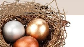  Presentation with gold silver - Presentation theme featuring gold silver and bronze eggs background and a coral colored foreground