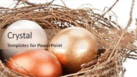  Presentation with gold silver - Presentation enhanced with gold silver and bronze eggs background and a coral colored foreground