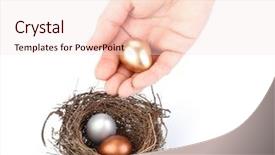  Presentation with gold silver - PPT layouts having gold silver and bronze eggs in a real nest background and a lemonade colored foreground