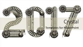  Presentation with chinese new year 2019 - Theme with gold silver font - 2017 new year metal alphabet background and a mint green colored foreground