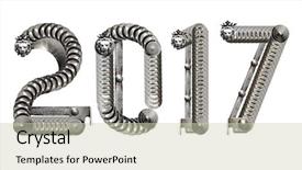  Presentation with new year - Cool new slides with gold silver font - 2017 new year metal alphabet backdrop and a  colored foreground