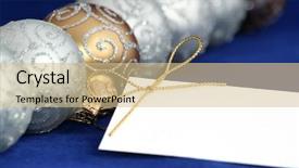  Presentation with christmas balls disco ball - Cool new presentation with gold silver globe - christmas ornaments balls selective focus backdrop and a soft green colored foreground