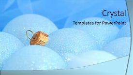  Presentation with focus - PPT theme with gold silver globe - christmas ornaments balls selective focus background and a light blue colored foreground