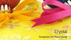  Presentation with islamic decorations decoration and motif - Presentation theme enhanced with gold silver globe - colorful christmas decorations background and a  colored foreground