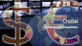  Presentation with business concepts photo - Colorful PPT theme enhanced with gold silver globe - euro versus dollar currency corporate backdrop and a ocean colored foreground