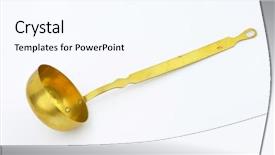  Presentation with white gold - Presentation featuring gold soup ladle on white background and a  colored foreground