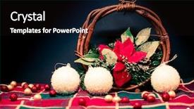  Presentation with decoration - Slide deck enhanced with gold sphere - christmas decoration over dark background background and a black colored foreground