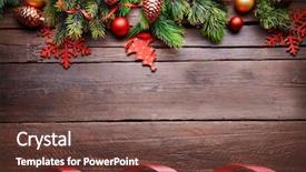  Presentation with gold frame - Presentation theme featuring gold star - christmas decoration frame on wooden background and a tawny brown colored foreground