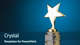  Presentation with award - Slide set with gold star trophy award background and a ocean colored foreground