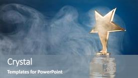  Presentation with gold trophy blue - Audience pleasing slides consisting of gold star trophy in smoke backdrop and a gray colored foreground