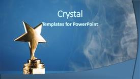  Presentation with gold trophy blue - PPT layouts with gold star trophy in smoke background and a ocean colored foreground