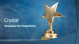  Presentation with gold trophy blue - Colorful slide deck enhanced with gold star trophy in smoke backdrop and a ocean colored foreground