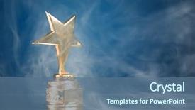  Presentation with gold trophy blue - Slide deck featuring gold star trophy in smoke background and a ocean colored foreground