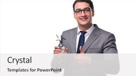  Presentation with star award - Presentation theme consisting of gold stars sports - businessman holding star award background and a white colored foreground