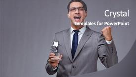  Presentation with star award - Cool new presentation theme with gold stars sports - businessman holding star award backdrop and a  colored foreground