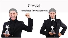  Presentation with white gold award - Presentation featuring gold stars sports - businessman with star award isolated background and a white colored foreground