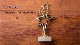  Presentation with white gold award - Slide set having gold stars sports - star award with space background and a coral colored foreground