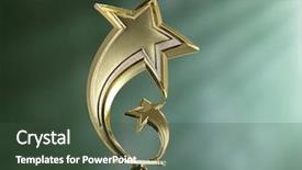  Presentation with star trophy - Colorful PPT theme enhanced with gold stars sports - star shaped trophy in front backdrop and a tawny brown colored foreground