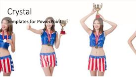  Presentation with fight two boxer boxing - Cool new PPT theme with gold stars sports - young female boxer with cup backdrop and a cream colored foreground