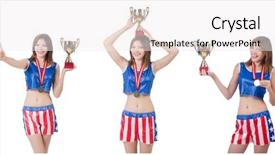  Presentation with boxer - Colorful slides enhanced with gold stars sports - young female boxer with cup backdrop and a white colored foreground