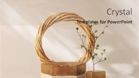  Presentation with stones - Presentation theme enhanced with gold-stones-platform-podium-wood background and a soft green colored foreground