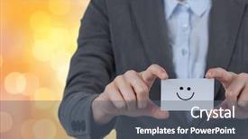  Presentation with business card - Beautiful slide set featuring gold strategy - midsection of professional holding business backdrop and a gray colored foreground