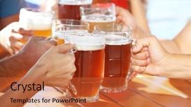 Presentation with beer - Colorful slide set enhanced with gold talking - group of friends drinking beer backdrop and a red colored foreground