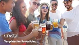  Presentation with grill out - Cool new slides with gold talking - group of friends hanging backdrop and a tawny brown colored foreground