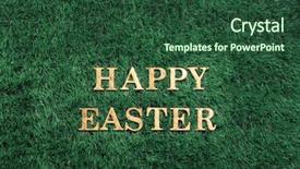  Presentation with simple green - Cool new slide set with gold text laying in green backdrop and a ocean colored foreground