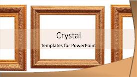  Presentation with white gold - Audience pleasing PPT theme consisting of gold three frames for picture on white backdrop and a coral colored foreground