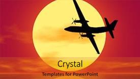  Presentation with cartesian plane - Presentation theme featuring gold ticket - sundown and plane silhouette see background and a red colored foreground